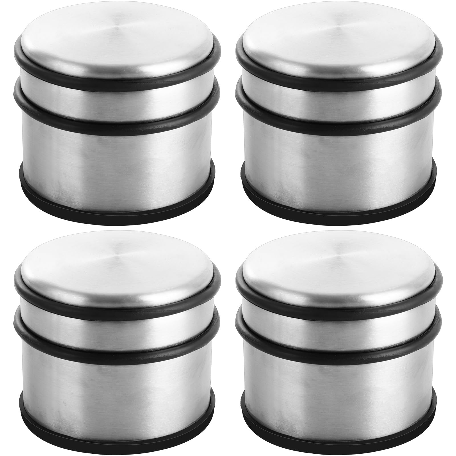 JMIATRY 4 Pcs Stainless Steel Door Stoppers, 1kg Heavy Duty Chrome Door Stopper with Rubber Buffer Ring, Big Metal Round Doors Stoppers for Floor