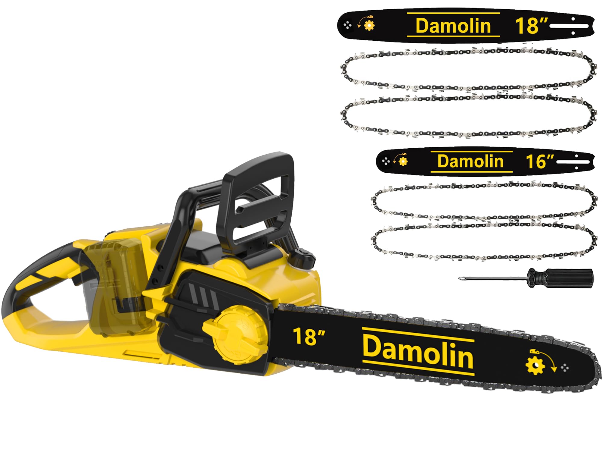 Photo 1 of 40V(20V*2) 16"+18" 2-IN-1 Brushless Chainsaw Cordless, Electric Powered Chainsaw Compatible with Dewalt Battery with Auto Oiler & Safety Lock Brake, for Tree Trimming Branch Wood Cutting(ONLY TOOL)