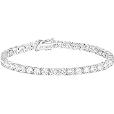 Amazon Essentials Plated Sterling Silver Round Cut Cubic Zirconia Tennis Bracelet