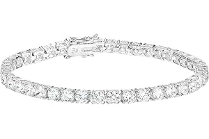 Amazon Essentials Plated Sterling Silver Round Cut Cubic Zirconia Tennis Bracelet