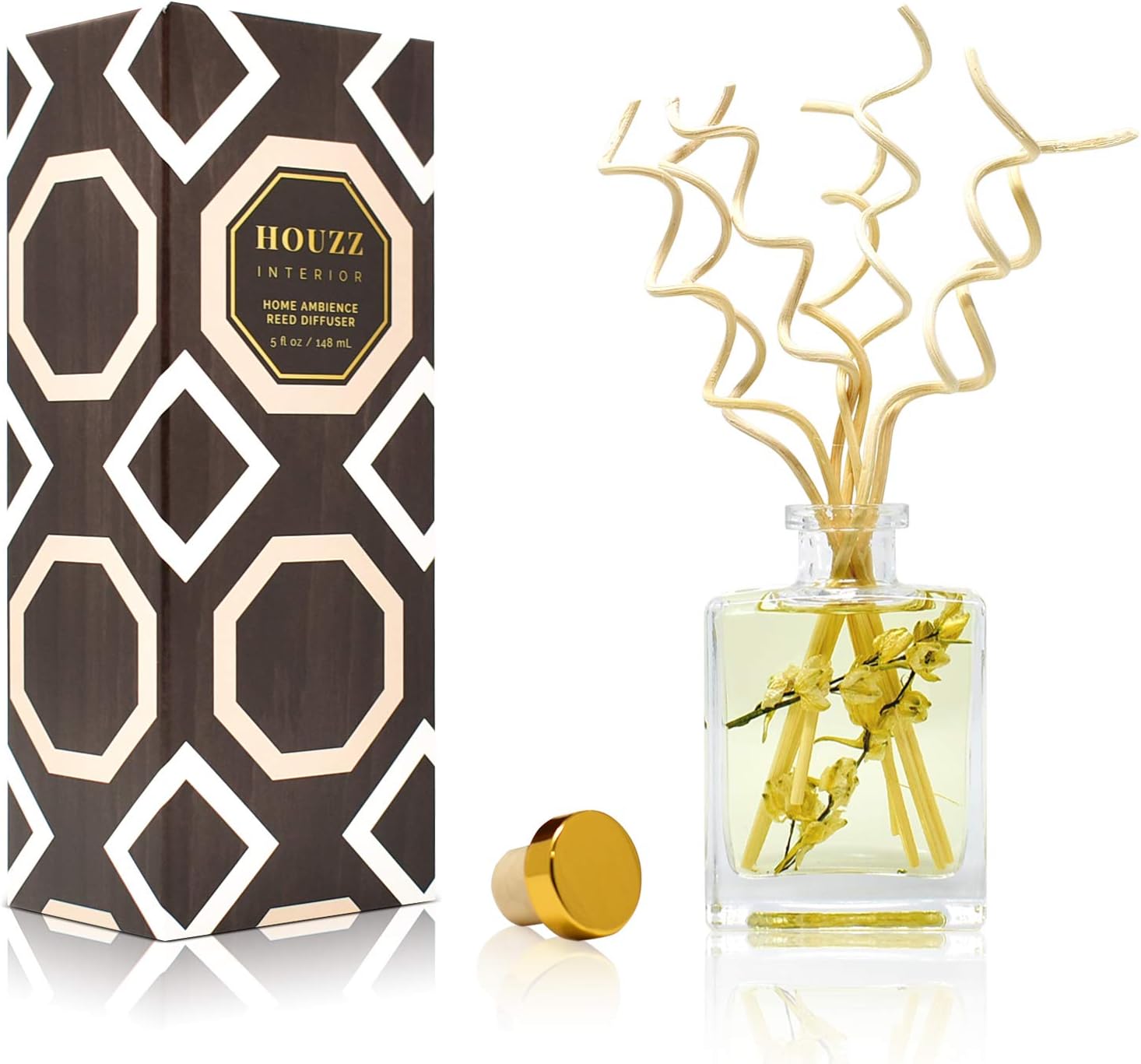 HOUZZ Interior Night Blooming Jasmine Reed Diffuser Sticks Set – Jasmine, Amber & Patchouli – Made with Natural Essential Oils – No Sulfates or Parabens – Home Gift Idea – Made in The USA