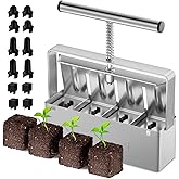 zukakii Soil Blocker 2 Inch 4 Cell Upgraded Soil Block Maker Heavy Duty with Comfortable Handle and 3 Sizes Seed Pins Handheld Soil Blocking Tool for Seed Starting transplanting Germination