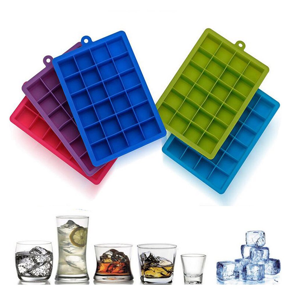 Ice Cube Trays, Silicone Ice Tray Molds Easy Release Ice Jelly Pudding Maker Mold,24 Cavity (Green)