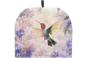 Drnuikhe Hummingbird Purple Flower Tea Cozy for Teapot Insulated Tea Cosy Washable Tea Pot Dust Covers Breakfast Warmer for Home Kitchen Office Holiday Party Décor