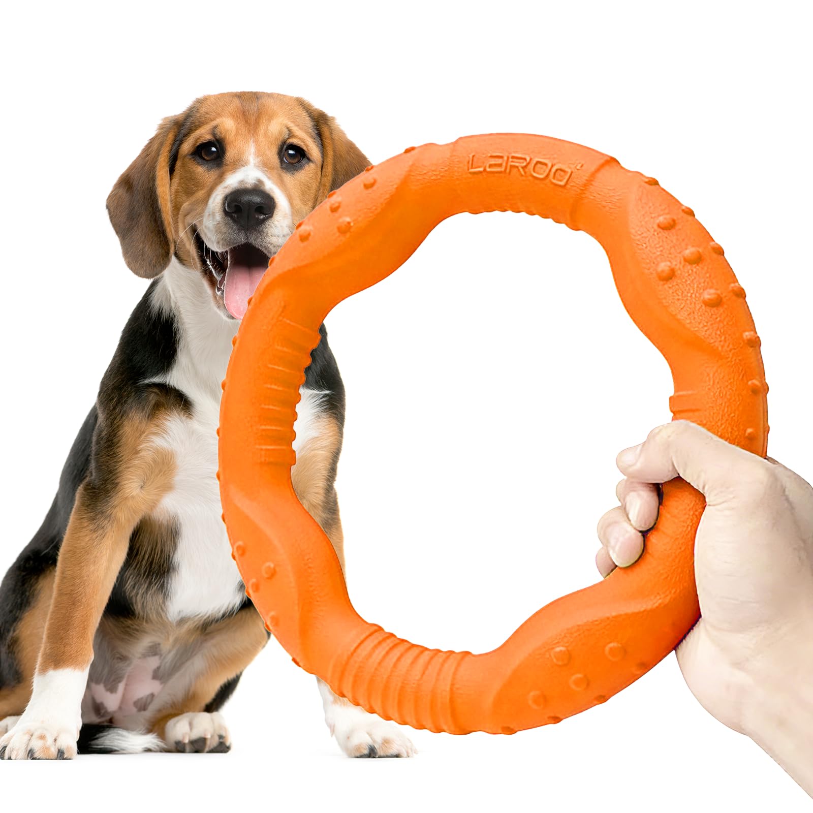 LaRoo Dog Flying Ring Toys,Floating Flying Dog Disc Toys,Summer Pet Training Outdoor Durable Chew Toys for Medium and Large dogs (Medium Orange/22cm)