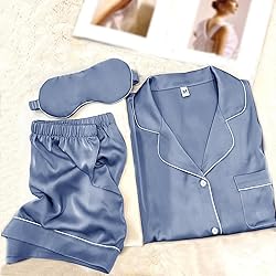WJing Yi Jia Womens Pajama Sets XS-4XL Silk Satin
