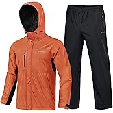Rodeel Waterproof Fishing Rain Coat and Pant Suit for Men Outdoor Hiking (Rain Gear Jacket & Trouser Suit)