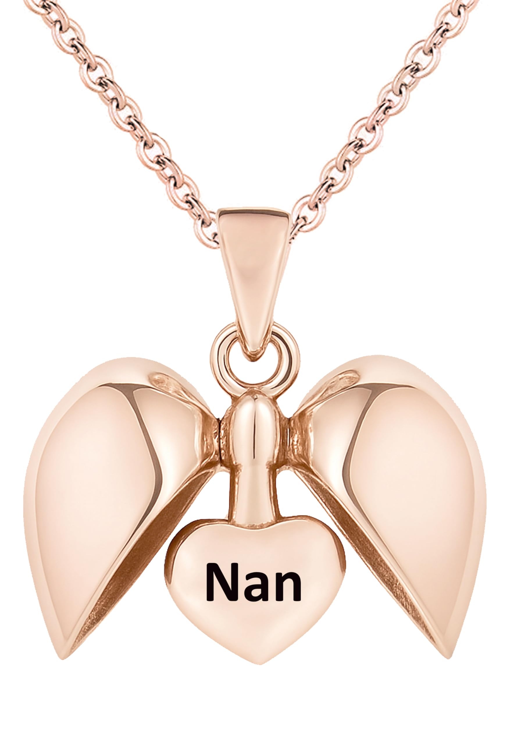 Charmbar Nan Heart Necklace in Rose Gold Elegantly plated over Sterling Silver. The Pendant is suspended from a matching 20" (50cm) Cable Style Linked Chain - Birthday Gift box