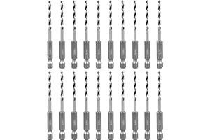 SALI Brad Point Wood Drill Bits Set 20pcs 1/8" Carbon Steel Drill Bit Set with 1/4" Hex Shank Double Flutes Design for Hardwo
