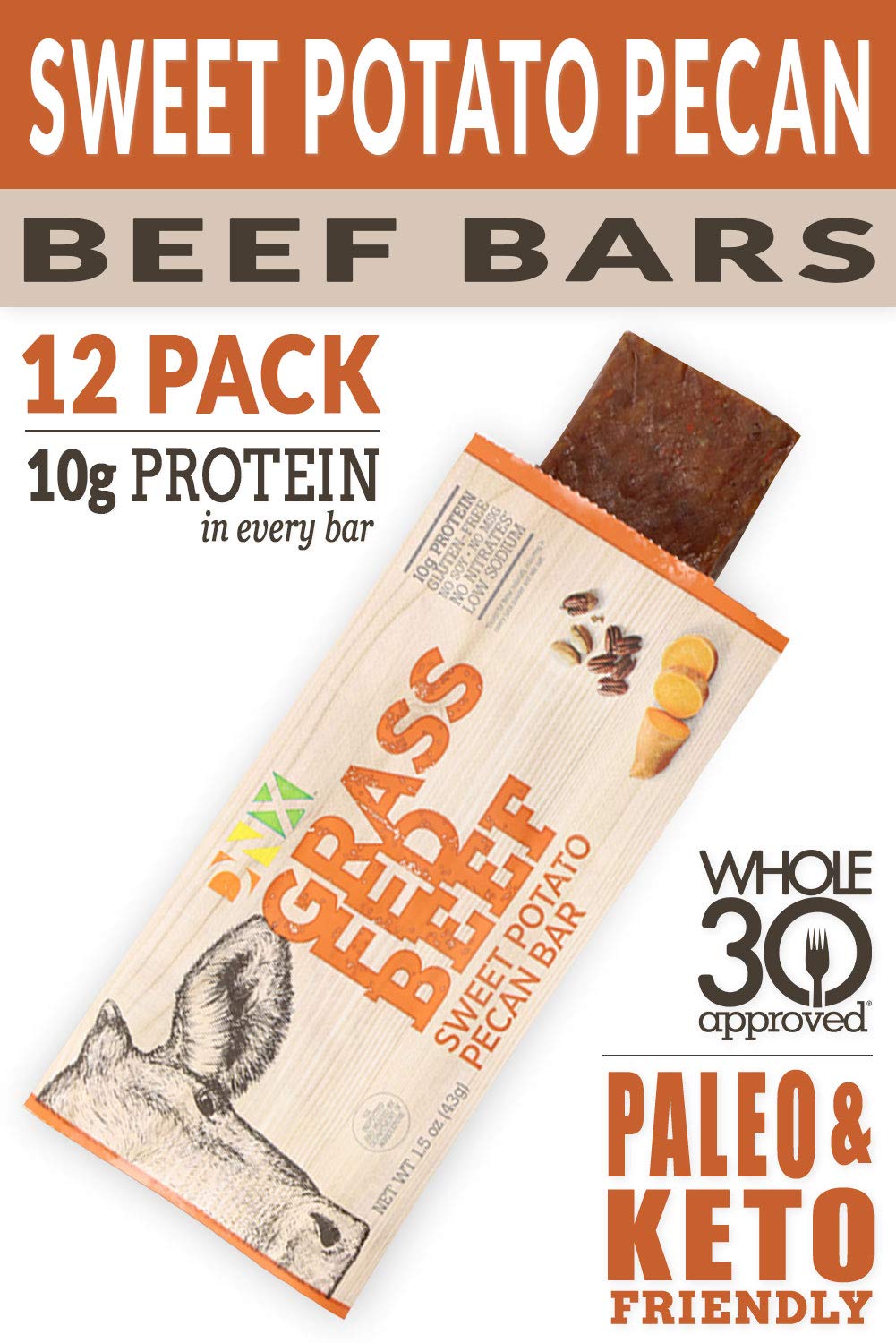 DNX 100 Grass Fed Protein Bars Keto Friendly Meat Snack With a Truly