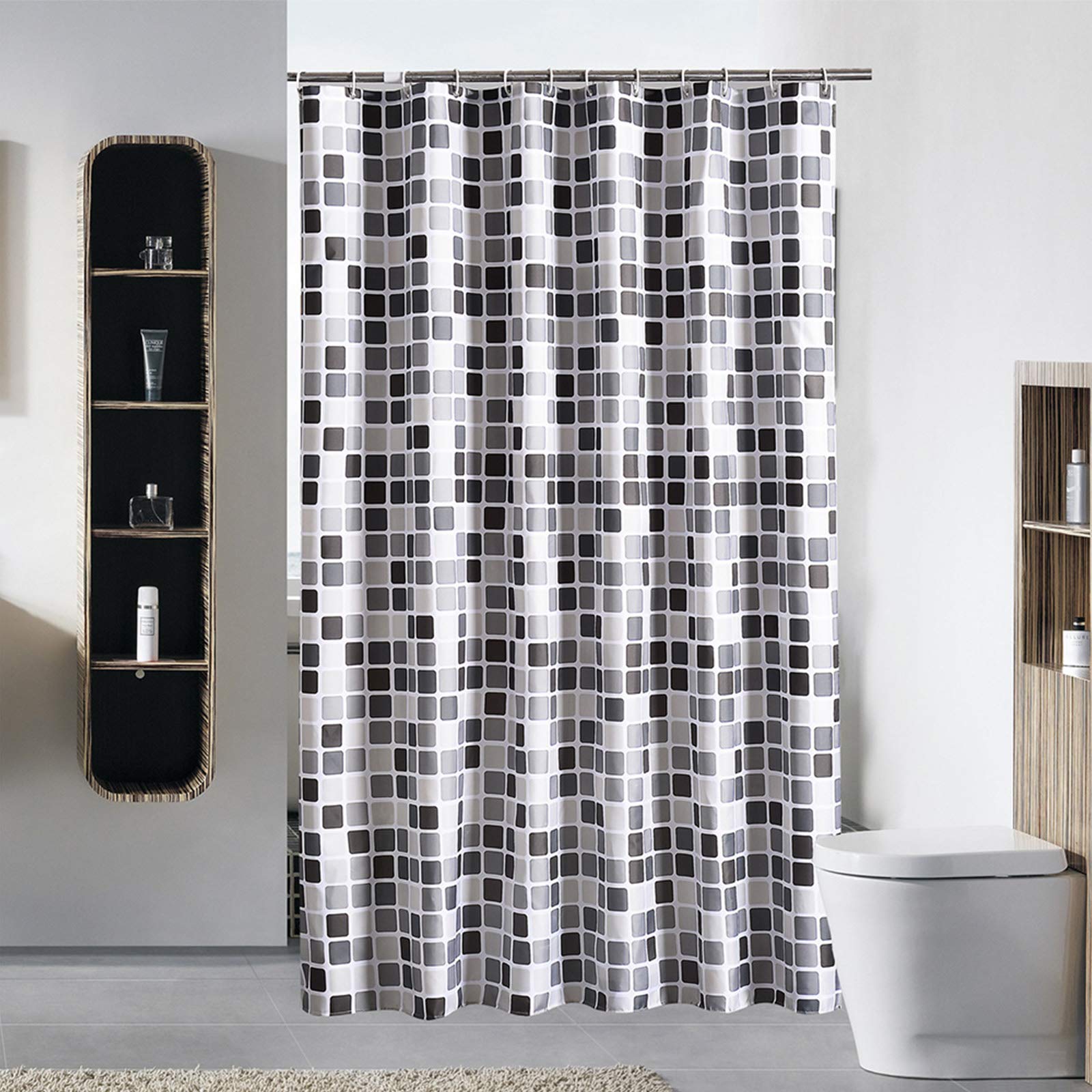 JTOOYS Household Shower Curtain, Mosaic Thick Mildew-proof Bathroom Curtain, 200 * 200cm Polyester Fabric Super Wide Long Shower Curtain