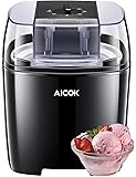 Aicok Ice Cream Maker, Frozen Yogurt and Sorbet Machine BPA Free with Timer Function, Easy Homemade Ice Cream with Instruction Book, 1.6 Quart, Black