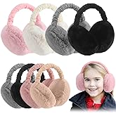 Liitrsh 8 Pcs Kids Earmuffs Winter Bulk Foldable Baby Warm Ear Muff for Girls Boys Toddler Furry Ear Warmers Plush Outdoor for Cold Weather(Assorted Colors)