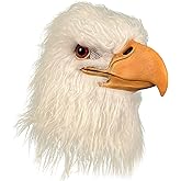 MAKEATREE Eagle Mask Hawk Head Costume for Adult, Animal Rubber Bird Mask Latex Props Decor for Party Halloween Christmas Masquerade Cosplay, White