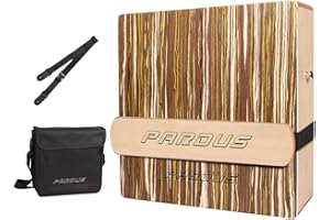 PARDUS Portable Cajon Drum with Removable Snare Straps – Travel Cajon with Dual-Sided Birch & Techwood for Deep and Crisp Sounds – Percussion Musical Instrument – Includes Oxford Carrying Bag