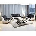 Dekmxas Leather Couches for Living Room, Living Room Couch Set, Sofa for Bedroom, Apartment, Living Room Furniture Sets a-Leather Black&White, Sofa+Loveseat+Chair