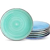 vancasso Bonita Salad Plates, 8.5 inch Small Dinner Plates Set, Ceramic Dessert Plate Serving Dishes Set of 6, Microwave, Oven and Dishwasher Safe, Assorted Color
