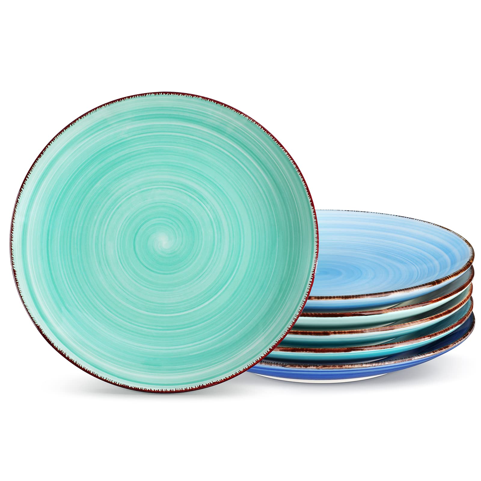 vancasso Bonita Dinner Plates Set of 6, 8.5 inch Scratch Resistant Ceramic Dinnerware Set, Dishwasher and Microwave Safe, as a Dessert Plates, Pasta Plate, Salad Plate, for Main Course, Cool Color