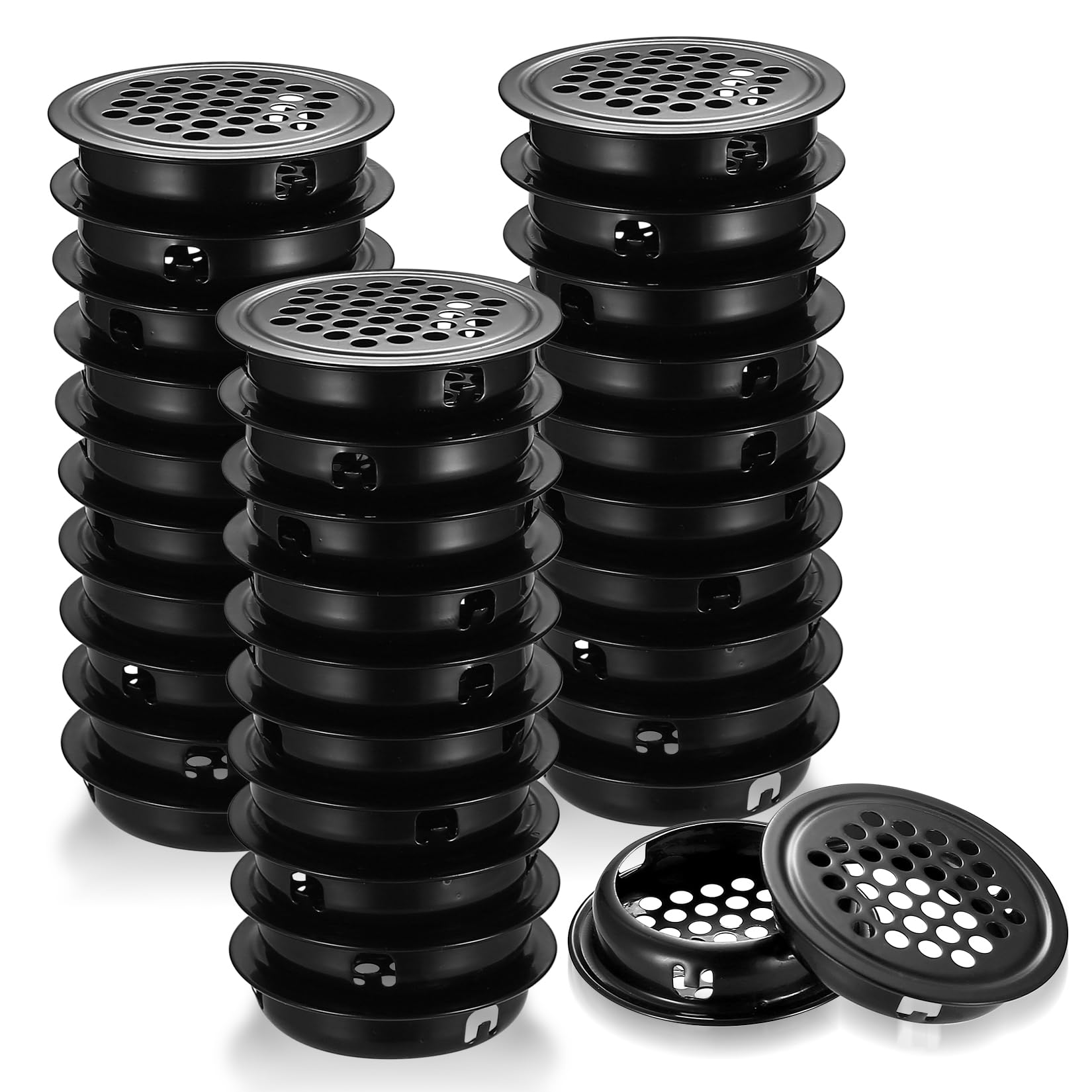 32 Pcs Round Ventilation Mesh Holes, 35mm Round Stainless Steel Air Vents Cover, Air Vent Hole Ventilation Louver, Vent Grille Air Vent Grille Cover Soffit Vent for Kitchen Bathroom Wardrobe Cabinet