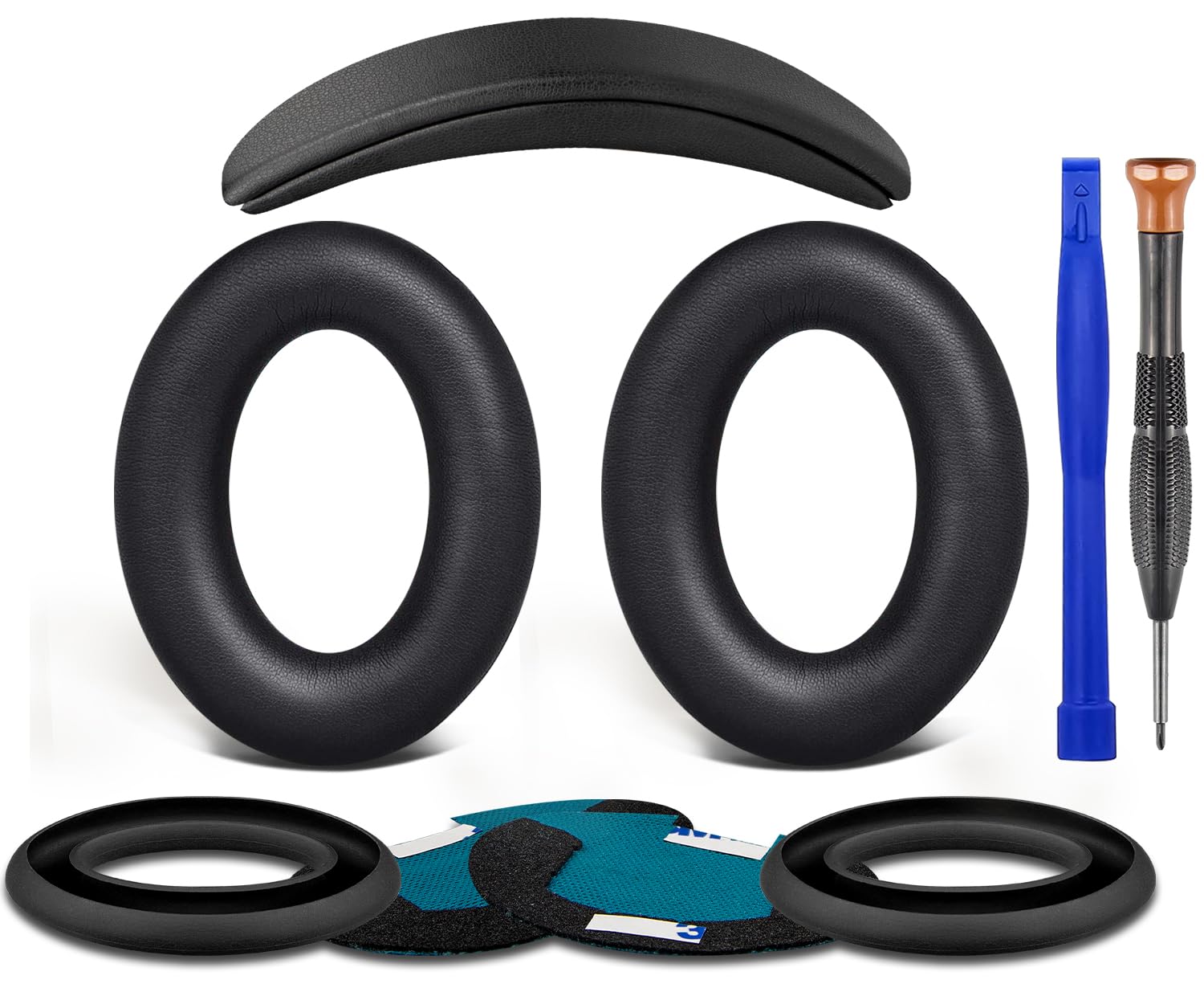 SOULWIT Replacement Kit for Bose QuietComfort 25 (QC25), Ear Pads Cushions + Headband + Earpads Cover - Black