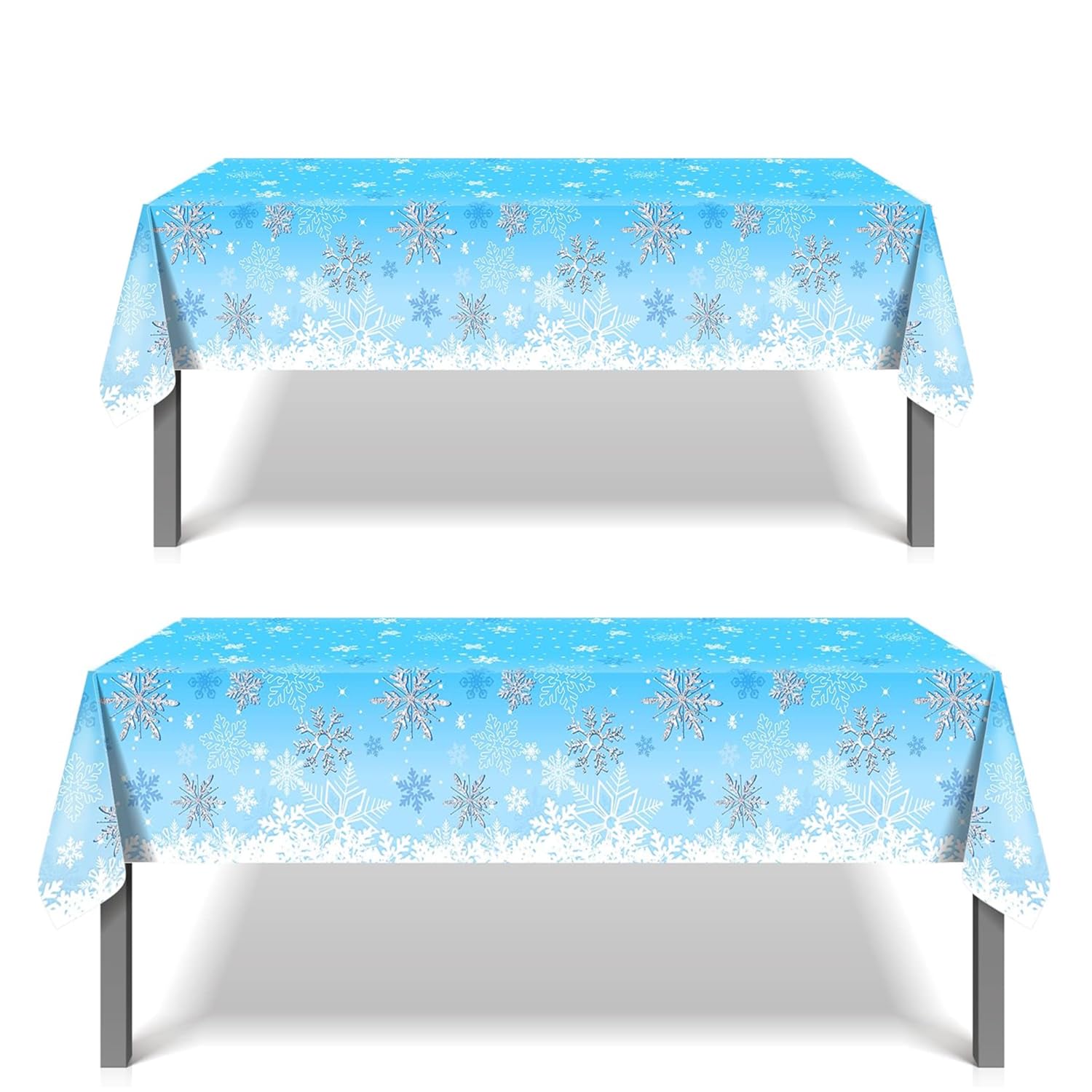Aisszhao 2 Pack Christmas Table Cloth Party,130*220cm Rectangle Large Plastic Tablecloth Blue Snowflake Party Tableware Decor,Xmas Tablecovers Party for Winter Holiday Xmas Party Dinner Table Cloths