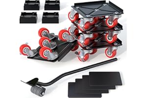 Fivepears Furniture Lift Mover Tool Set-3000 lb,5-Wheel Heavy-Duty Furniture Dolly with Handle,360°Swivel Casters Trolley-Ideal for Moving Heavy Machinery, Equipment, Pianos, Couches and Carpeted