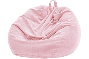 Nobildonna Bean Bag Chair Cover (No Filler) for Kids and Adults,Beanbag Stuffed Animal Storage Without Filling Plush Toys Holder and Organizer Soft Premium Corduroy 200L (Pink)