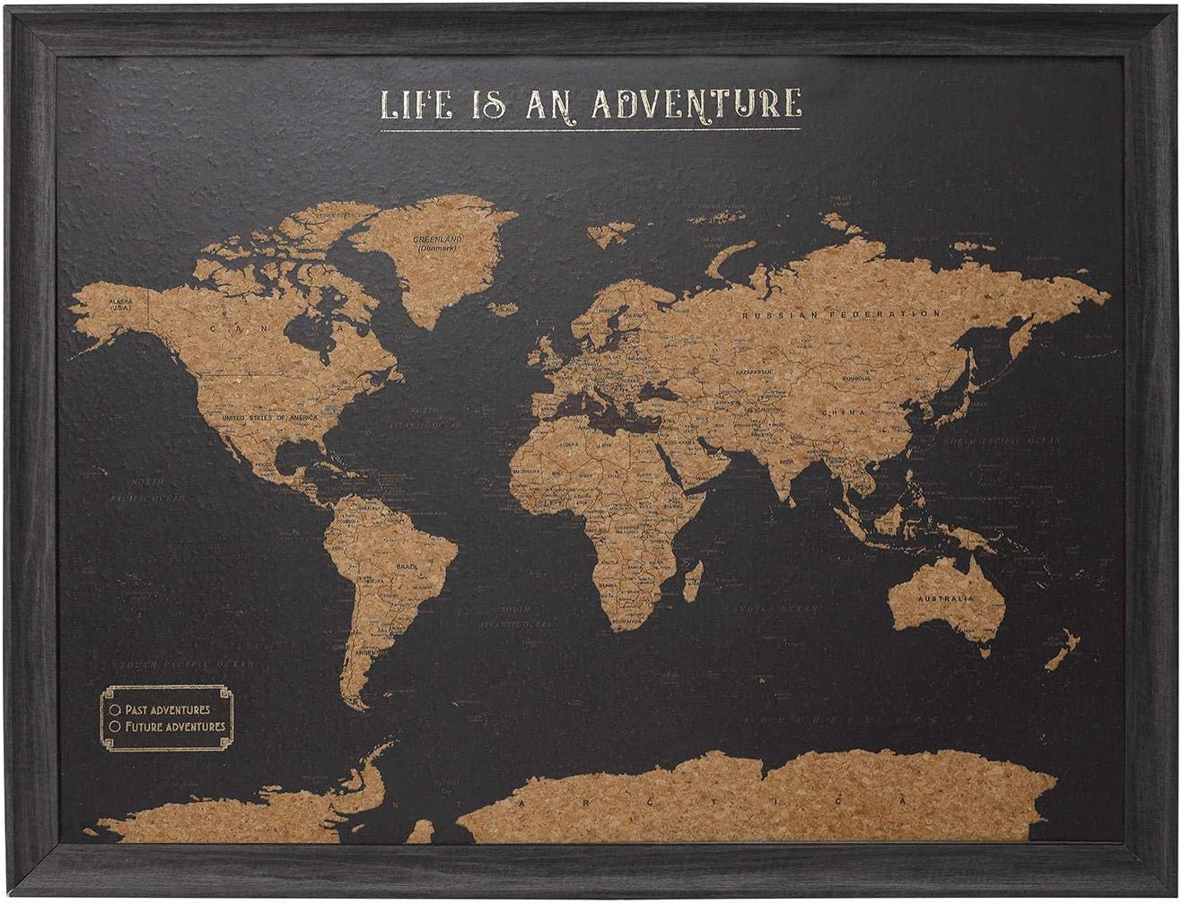 Splosh Large Maps. World Map Pin Board in Black