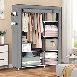 OPPAIYA Canvas Wardrobe, Portable Pop Up Wardrobe with Shelves, 105x45x165cm view 7
