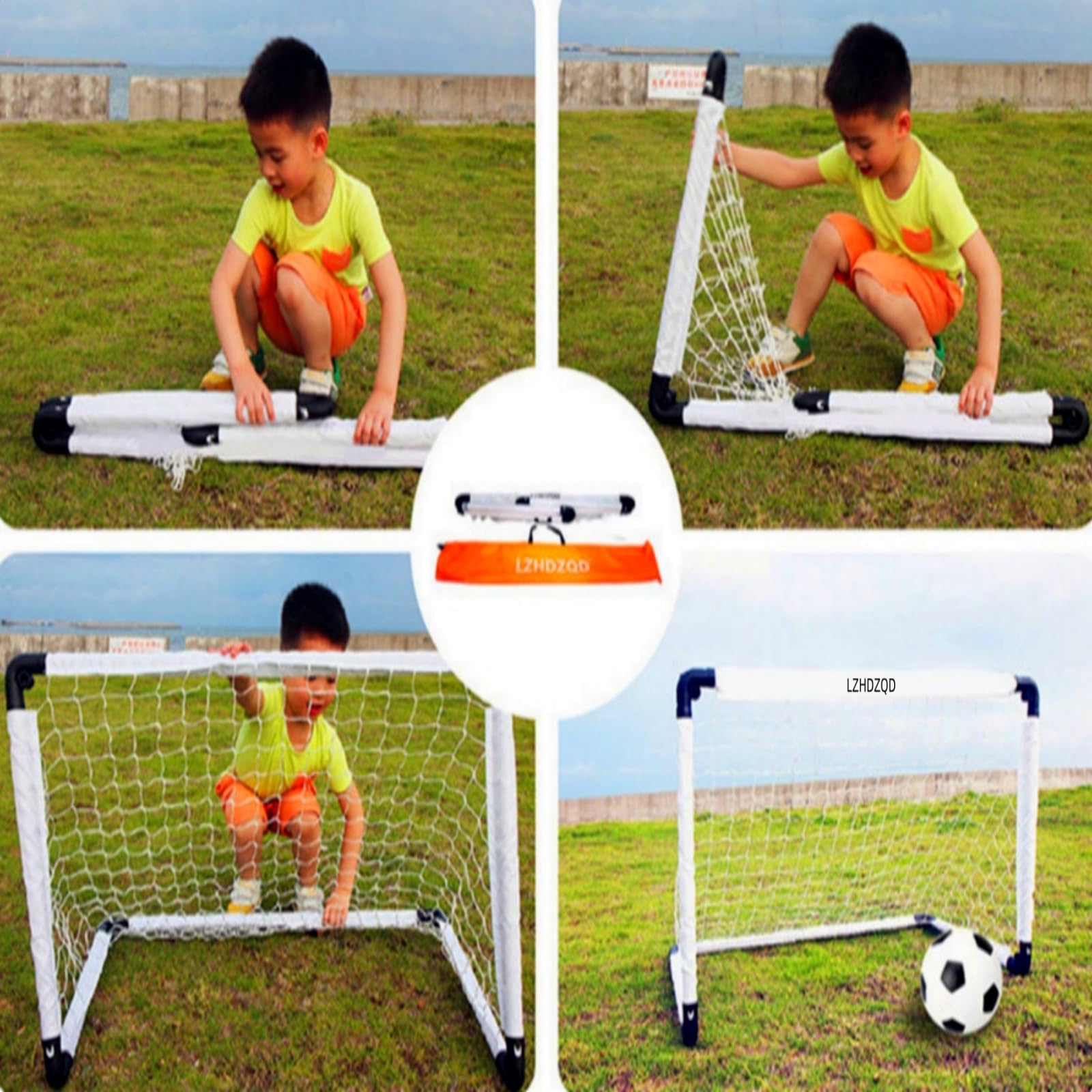 LZHDZQD Fußballtor Kinder Fussball Spielzeug Set,Klappbar Fußballtor 90x60cm + Mini Fussball 16cm Set,Kleines Klappbar Fussballtor für Indoor Und Outdoor, Kinder Spielzeug 3-5 Jahren für Garten 3
