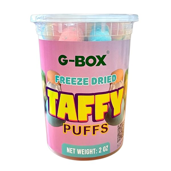 G-BOX FREEZE DRIED CANDY SALT WATER TAFFY, CRUNCHY, DELIGHTFUL, INTENSE FLAVOR CANDY, TIKTOK TREND ITEMS FEATURING OLD SCHOOL VIBES, PERFECT FOR FANS OF FREEZE DRIED CANDIES, AIR-TIGHT SEALED IN A DELI CONTAINER (SHAVED ICE)