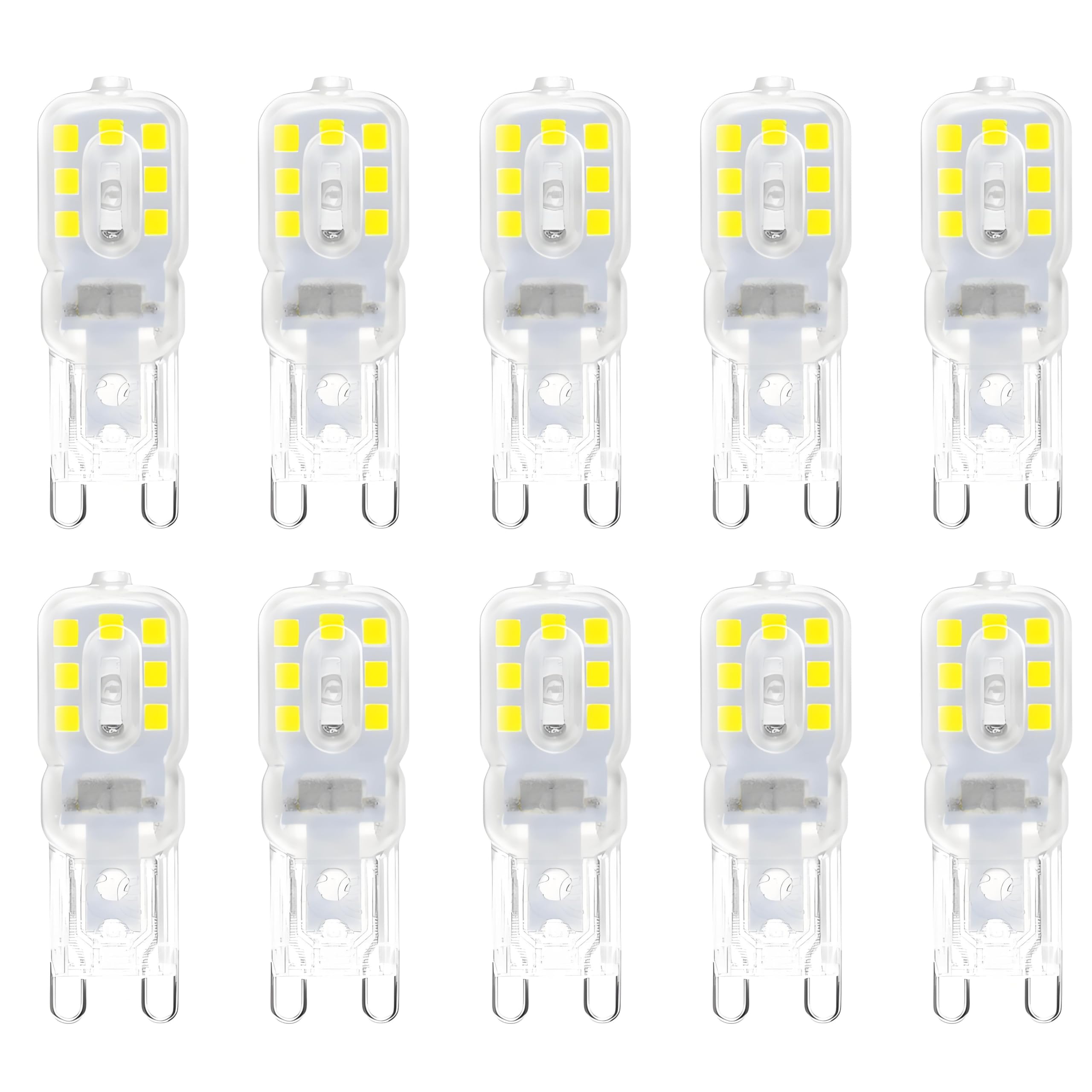 HUAMu G9 LED Bulbs Cool White, 3W, 300LM, 6000K, Equivalent to 30W Halogen, Not Dimmable for Lighting Decor, Chandelier, Pack of 10