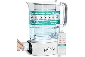 Piurify Countertop Electric Water Filter Pitcher with 6-Month UltraFiltration - Fast 2-Min Filtration, Removes 99% Lead, PFAS, Mercury & Chlorine - BPA Free, 50oz Capacity