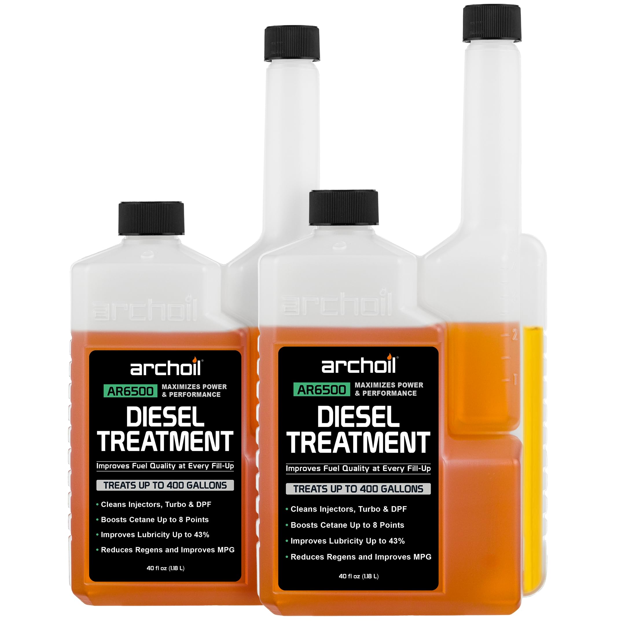 Archoil AR6500 Diesel Treatment (40 oz) Two Pack - Treats 800 Gallons, Diesel Fuel Additive - Lubricity Improver, Injector Cleaner, DPF & Turbo Deposit Control, Cetane Booster
