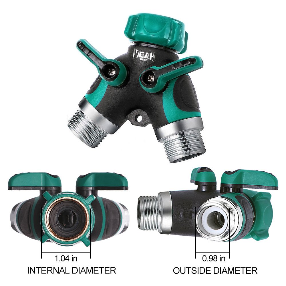 YEAHBEER Garden Hose Splitter,2 Way Hose Connector, with 3/4 Connector Comfortable Rubberized