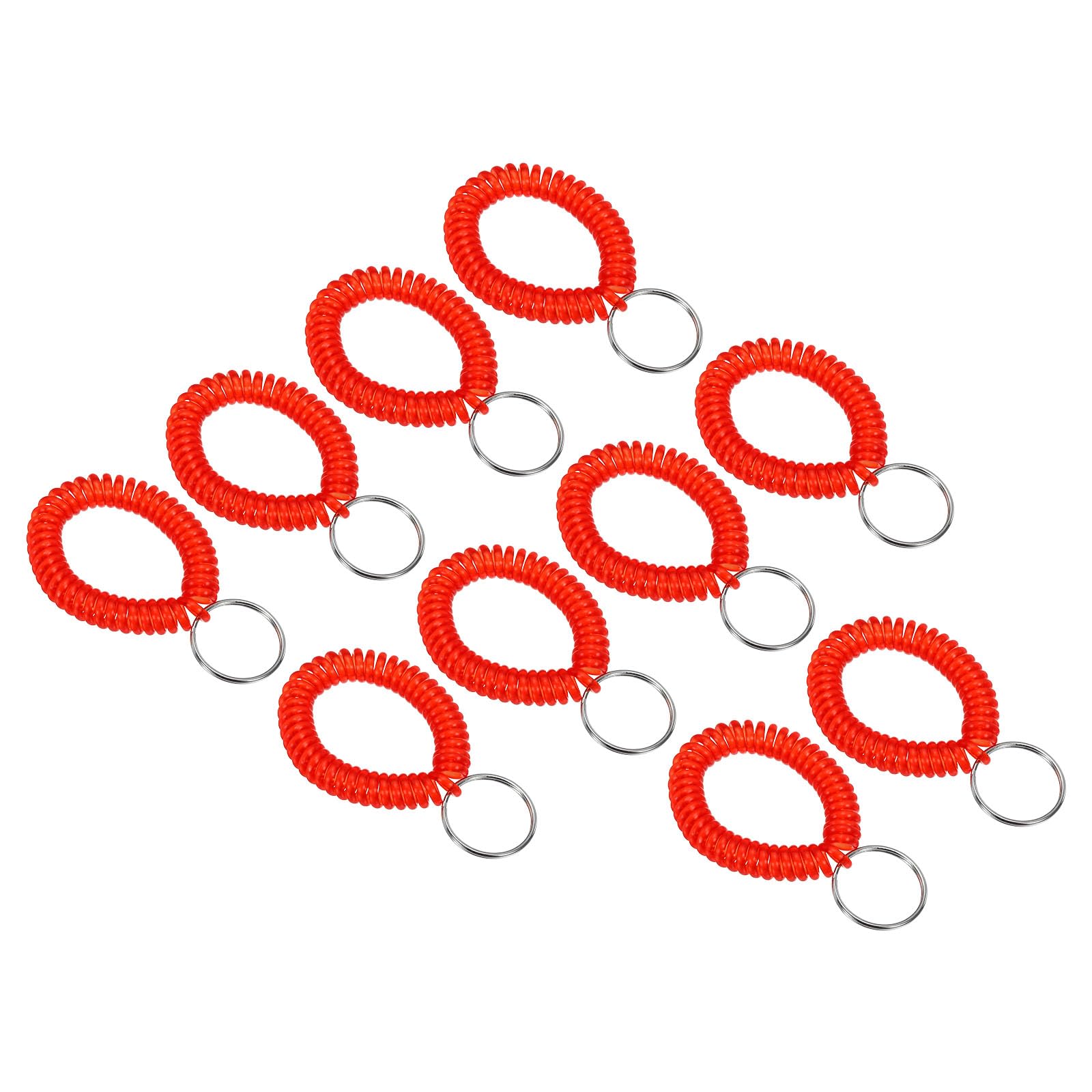 PATIKIL Spiral Wrist Coil Keychain, 15 Pack Plastic Stretchable Wristband Wristlet Key Ring Holder for Outdoor Sport Gym Pool Sauna, Clear Red
