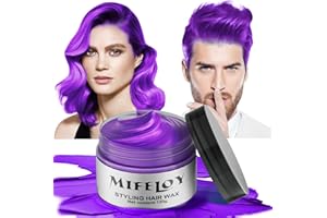 MIFELOY Purple Temporary Hair Color Wax, Instant Natural Violet Hairstyle Cream Dye, Washable Styling Pomades for Girls Women Youth, Disposable Coloring Mud for Party Cosplay DIY Halloween