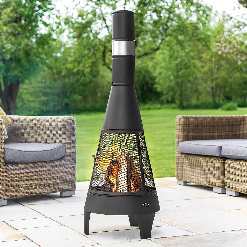 Harrier Medium Steel Chiminea Fire Pit | 360° Outdoor Log Burner