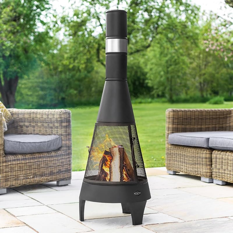 Harrier Medium Steel Chiminea Fire Pit | 360° Outdoor Log Burner