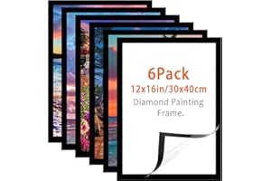 FUINKQE Diamond Painting Frames 30x40 cm - Diamond Art Frame 12x16 Inch Suitable for 10x14inch Picture, Diamond Paintings Frames Magnetic Self-Adhesive,Suitable Diamond Painting Kits Frames for Wall Window Door - 6 Pack (Black)