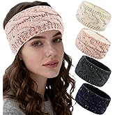 Aushamtai 4 Pack Winter Headband for Women: Ear Muffs for Winter Women Cashmere Headbands Ear Warmer Headband Pink Gifts for People Who Are Always Cold Valentine's Day Gifts