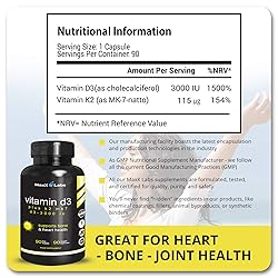 Vitamin D3 K2 3000 IU - with Vitamin K as MK-7 from