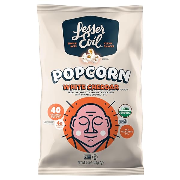 LESSER EVIL POPCORN WHT CHEDDAR ORG 4.6 OZ