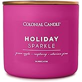 Colonial Candle Holiday Sparkle Scented Jar Candle, Pop of Color Collection, 3 Wick, Purple, 14.5 oz - Up to 60 Hours Burn