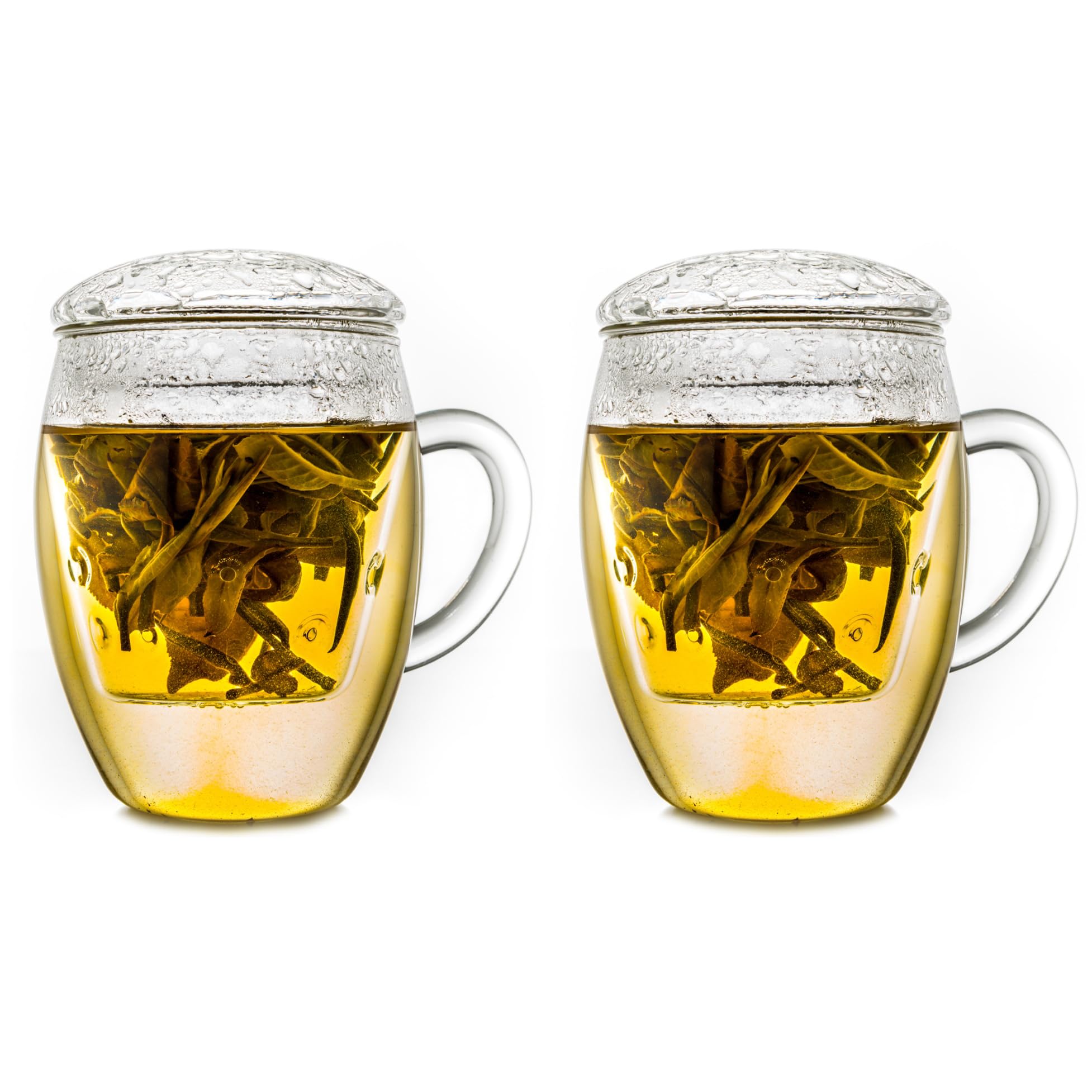Creano Tea Glass with Infuser and Lid 400ml - Large Tea Cup - Microwave & Dishwasher Safe - Loose Leaf Tea Maker Gift Set - 2 pcs (Pack of 1) — image 1