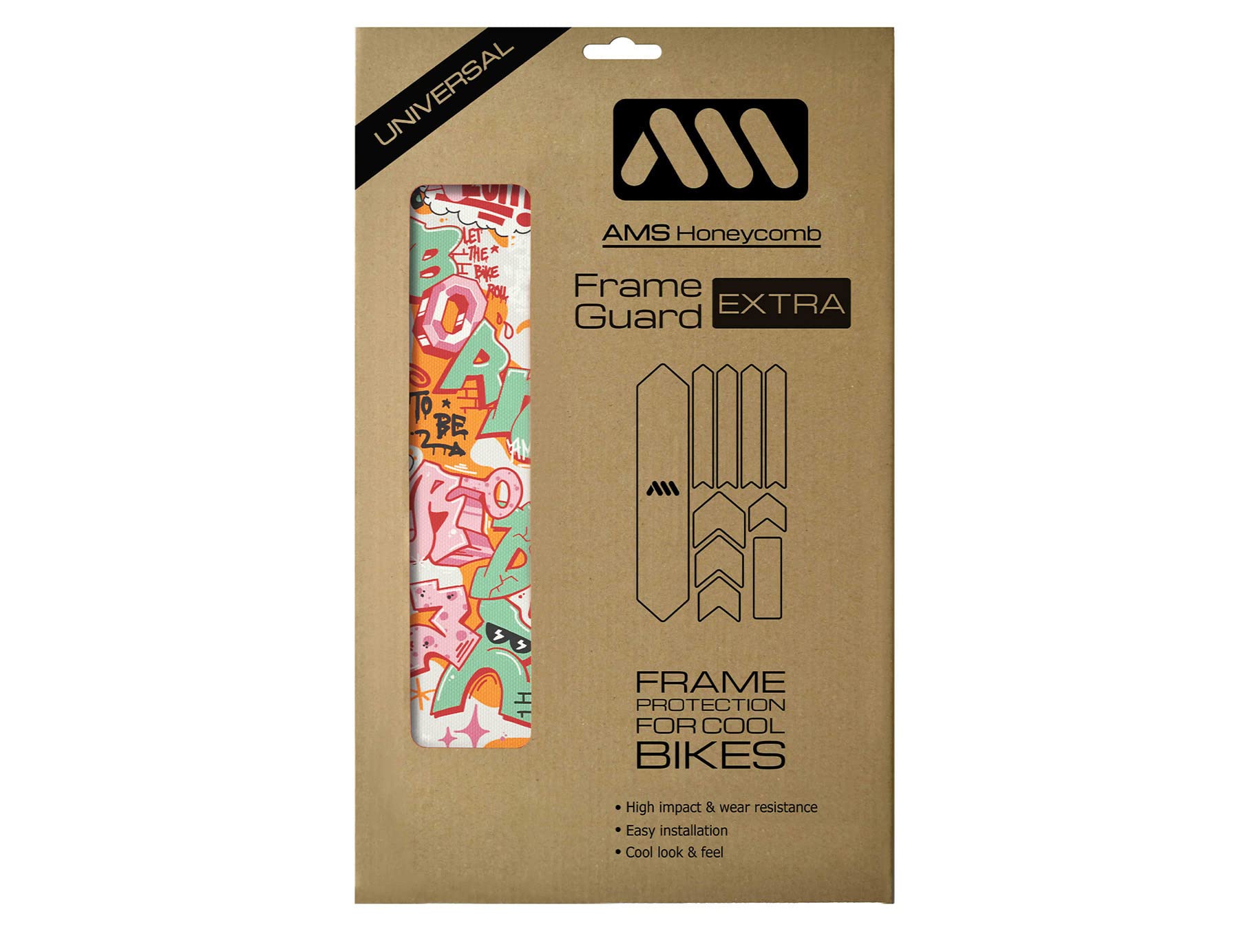 All Mountain Style AMS High Impact Frame Guard Extra – Protects Your Bike from Scratches and dings, Born to Be Rider Red (AMSFG2BRRD)