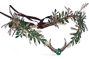 MOSTORY Moon Flower Fairy Crown - Renfaire Woodland Crown Floral Headband Forest Elf Headpiece Elven Circlet for Women Renaissance Accessory Renfaire Halloween Cosplay Photo Shoot