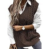 EVALESS Oversized Sweater Vest for Women V Neck Sleeveless Solid Color Loose Pullover Sweater