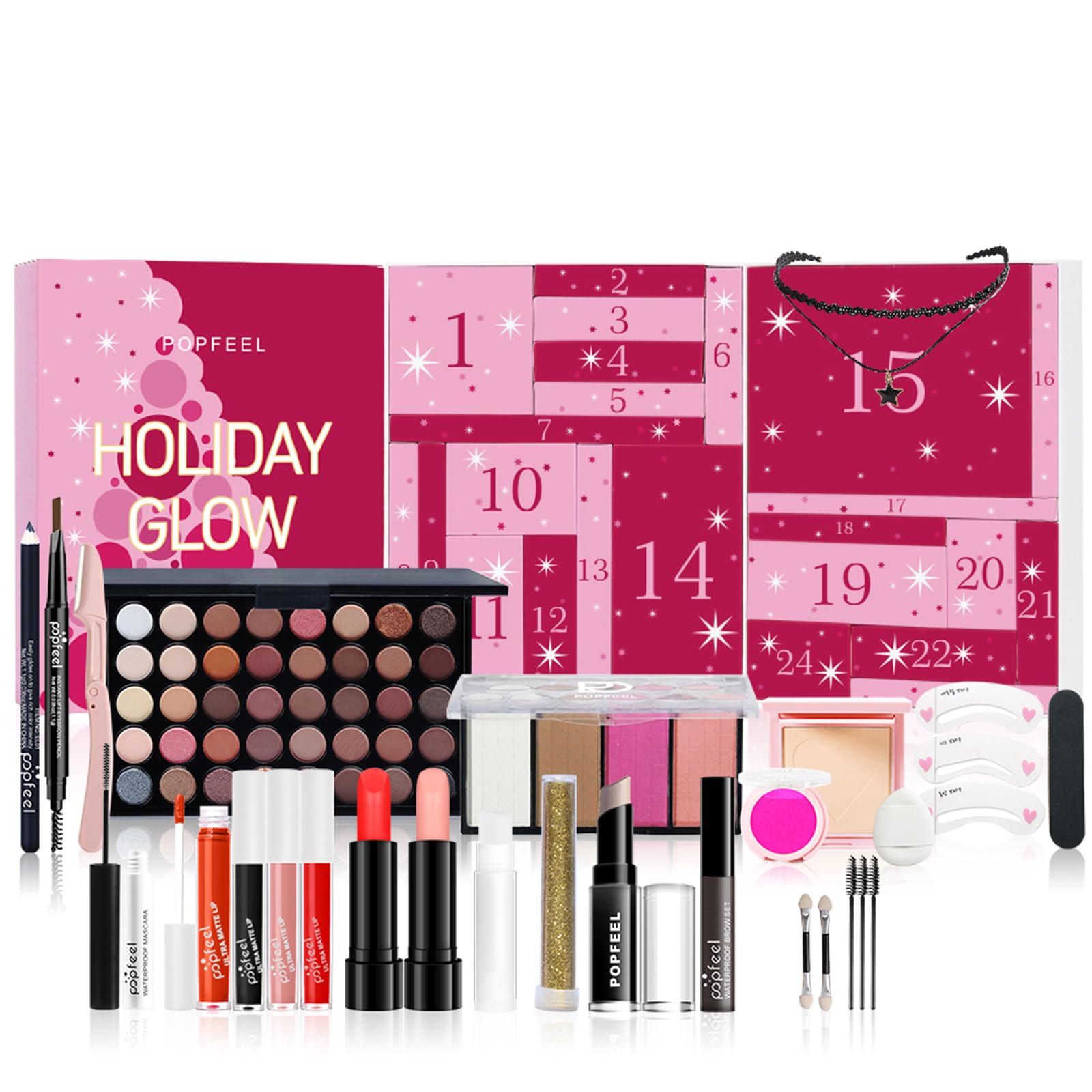 Dynaeuty Makeup Advent Calendar 2025, Christmas 24 Days Countdown Calendar Makeup Gift Set, Christmas Individual Gift Box Calendar for Women Full Kit (C)