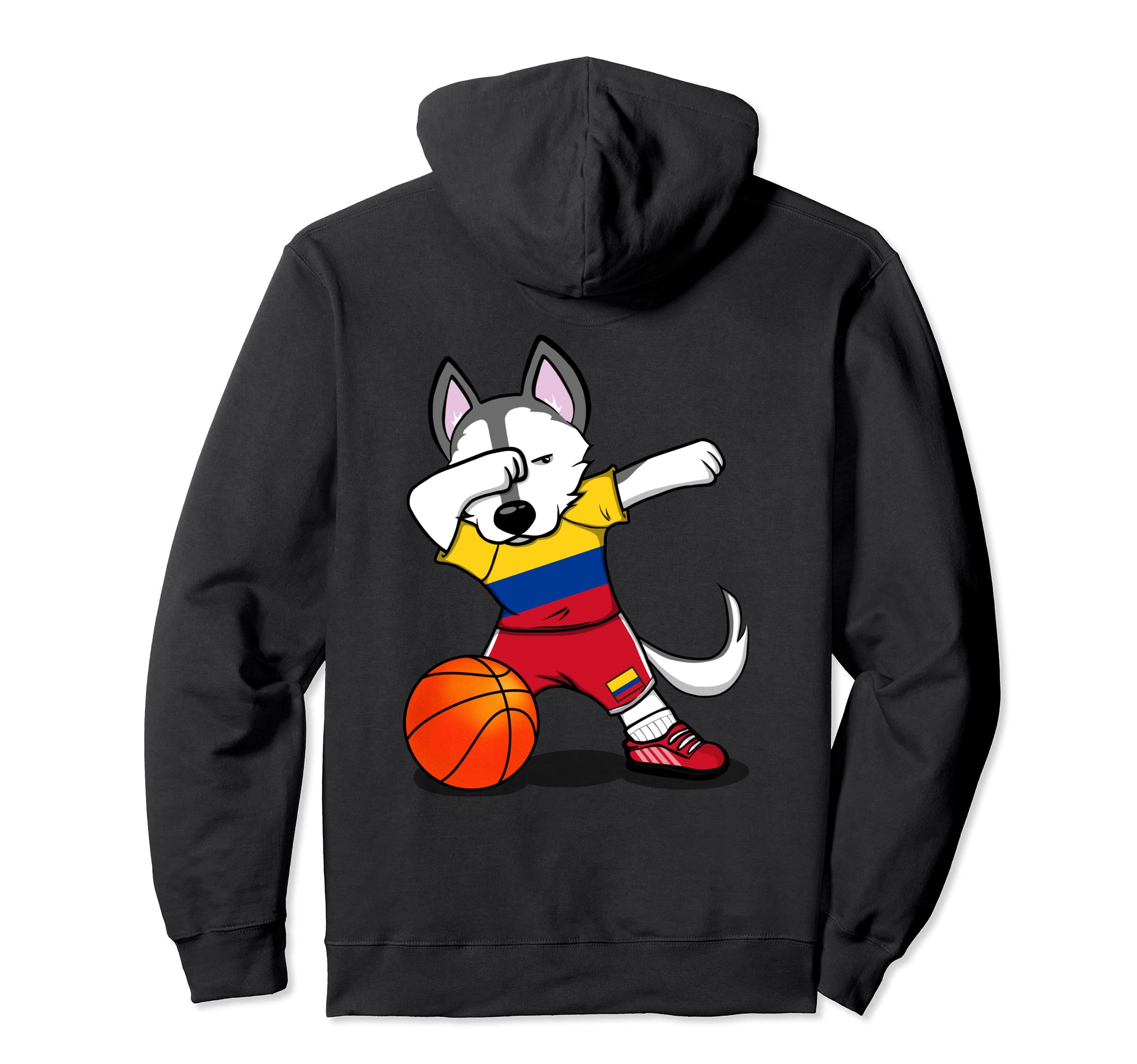 Dabbing Husky Colombia Basketball Fans Jersey Colombian Flag Pullover Hoodie